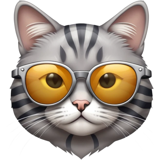 Сірий смугастий кіт в сонячних окулярах, він дуже крутий  emoji