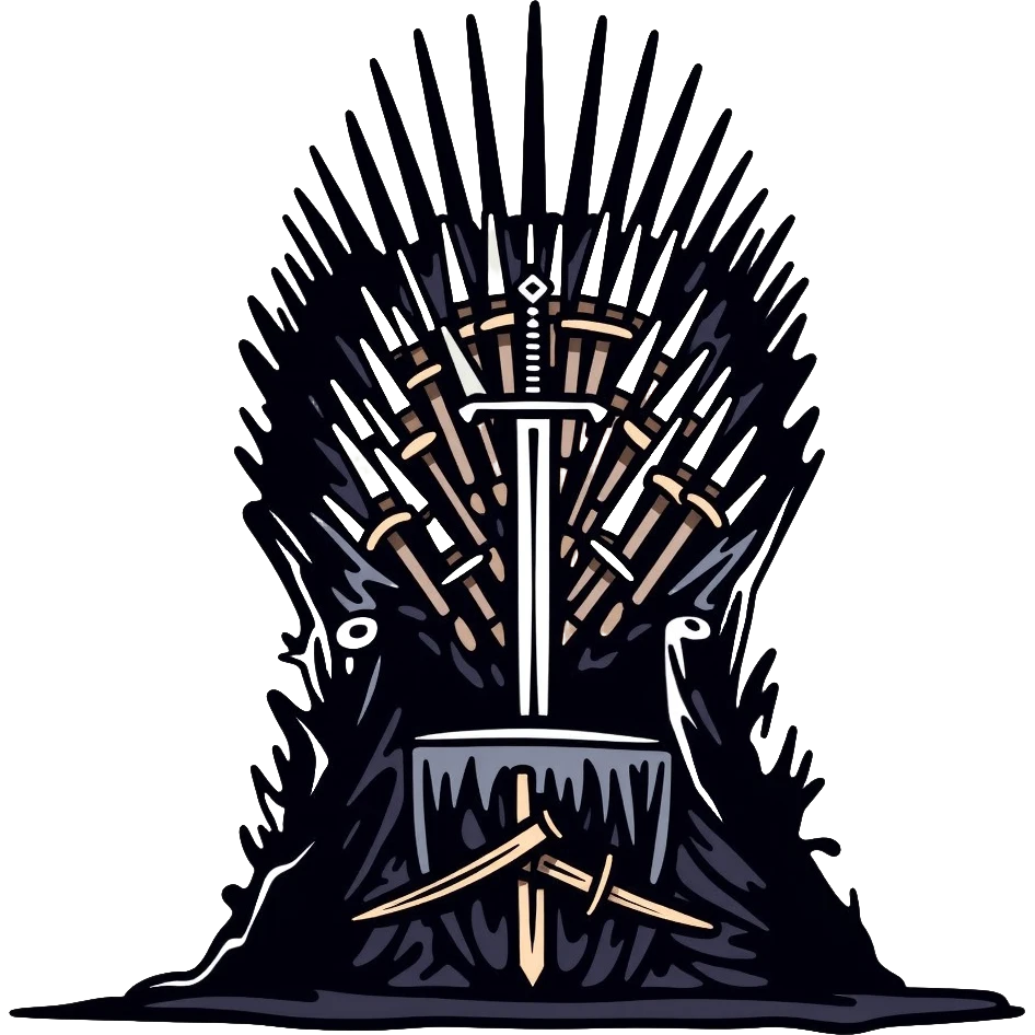 Iron throne made of swords, royal chair from Game of Thrones emoji