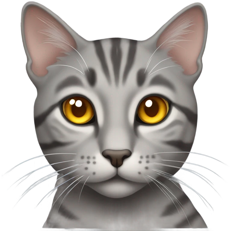 Grey tabby cat with amber coloured eyes emoji