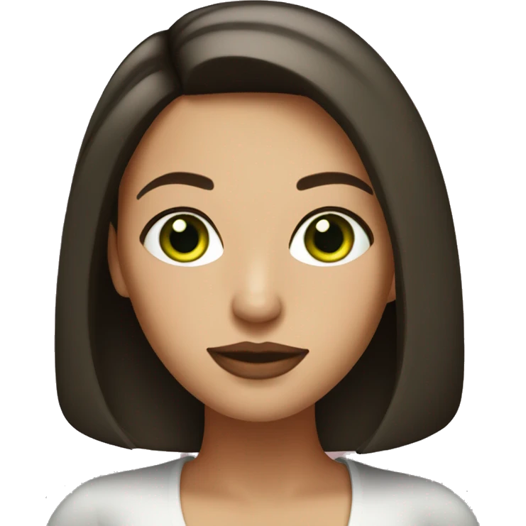 beautiful brunette with bob, green eyes and plump lips emoji