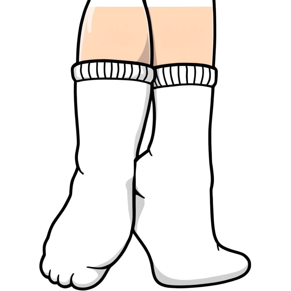 woman's feet wearing white crew socks viewed from directly underneath showing soles emoji