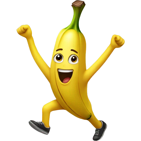 A banana skipping  emoji