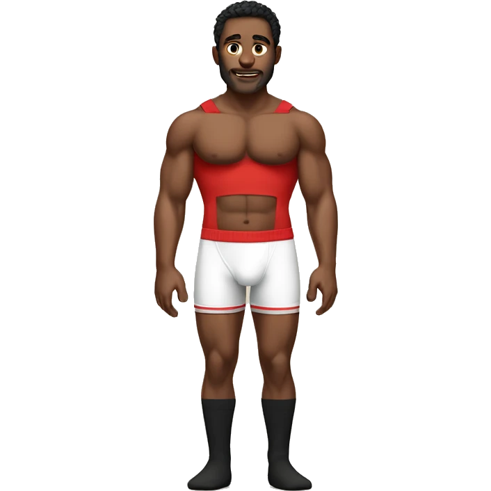 a swarthy, muscular man in red underpants and black long socks emoji