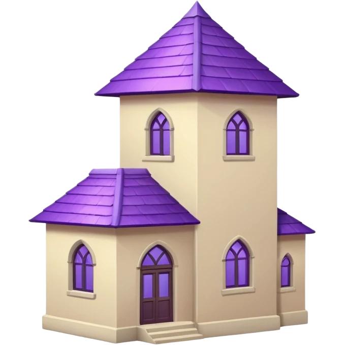 single tall seclusion tower with one large windows above, a purple roof and cream walls, and no entrance emoji