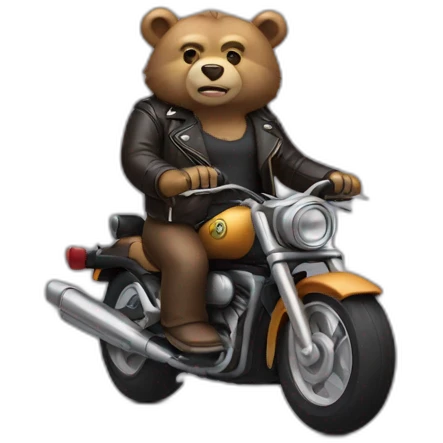 bear wearing a leather jacket on a motorcycle emoji