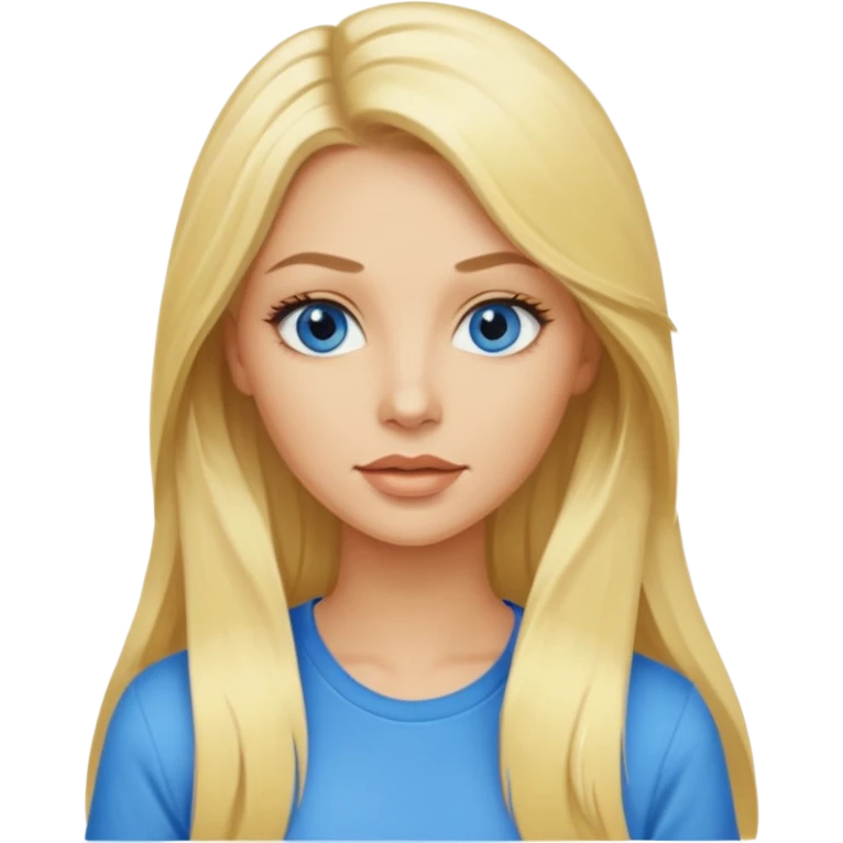 blonde woman long hair blue eyes yellow shirt shiny lips emoji