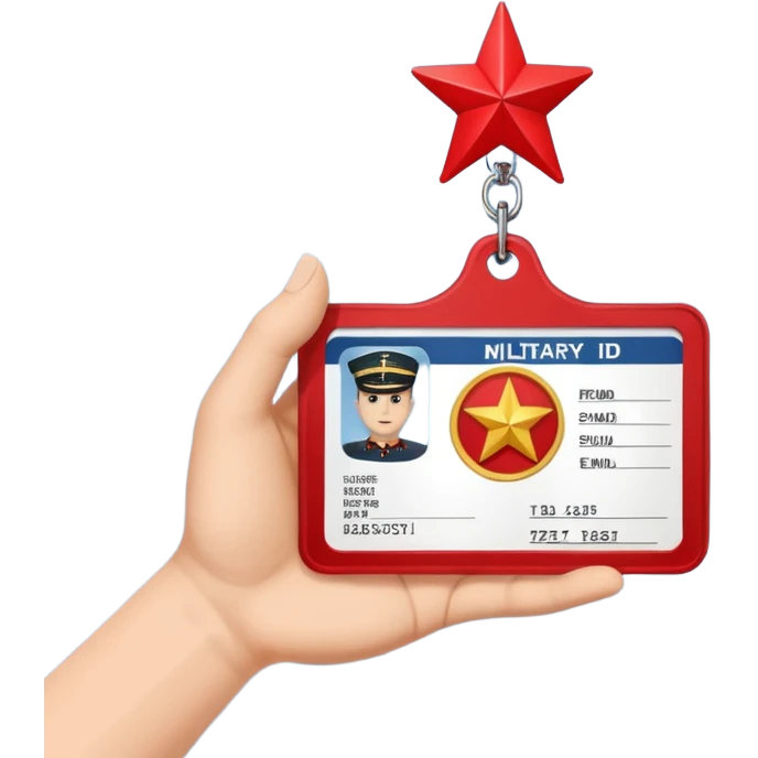 военный билет в руке крассный без человека, просто рука и в ней билет со звездой emoji