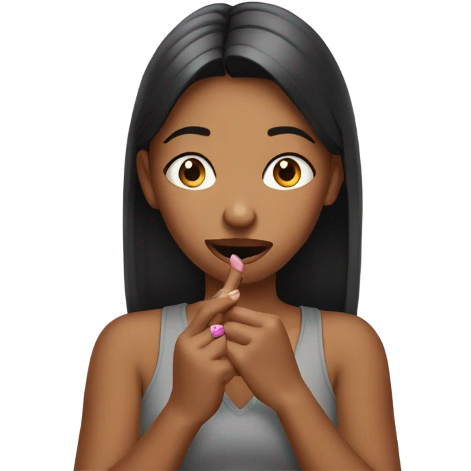 Girl bitting her nails emoji