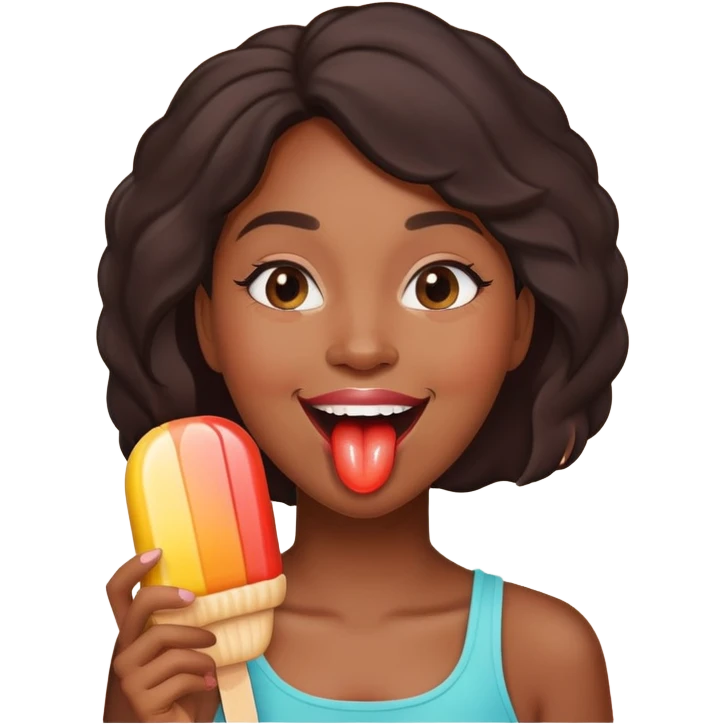 black woman licking ice lolly emoji