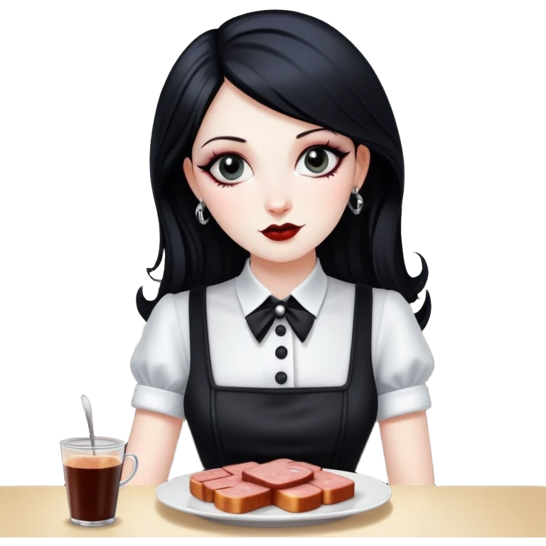 goth waitress at paris serving spam at cafe emoji