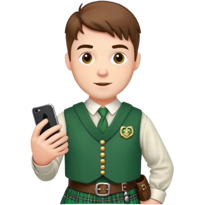 ireland man with skirt and smartphone emoji