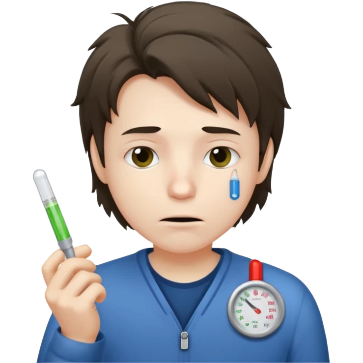 persona enferma con un termometro en la boca  pero que no tenga ropa de enferma  emoji