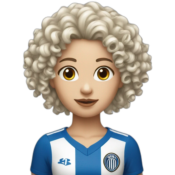 White Curly Girl with Inter Trikot emoji