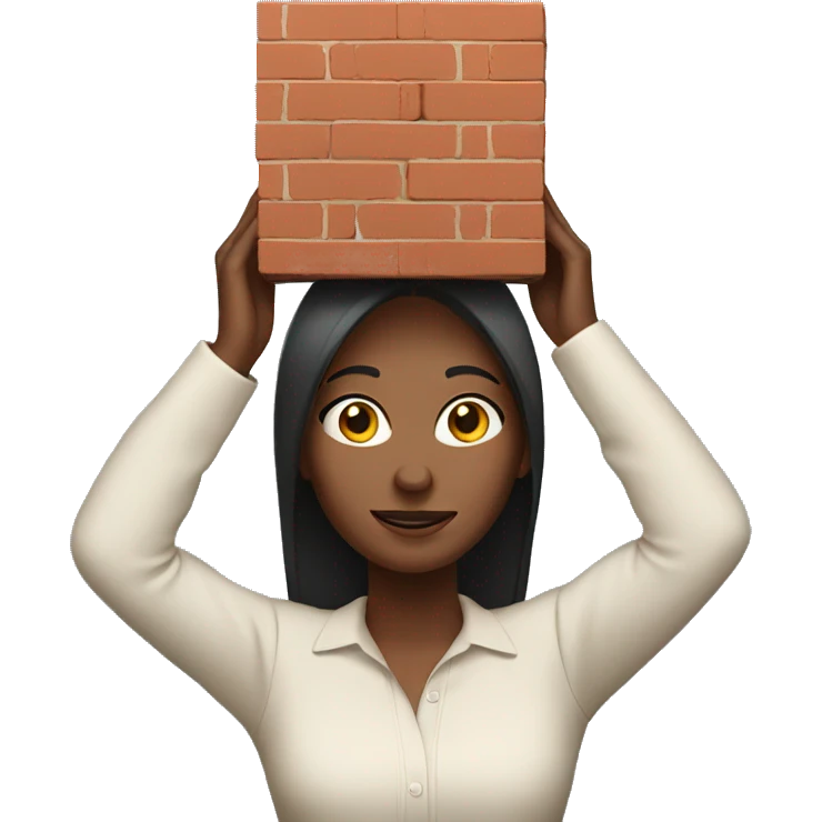 Woman holding brick over head emoji