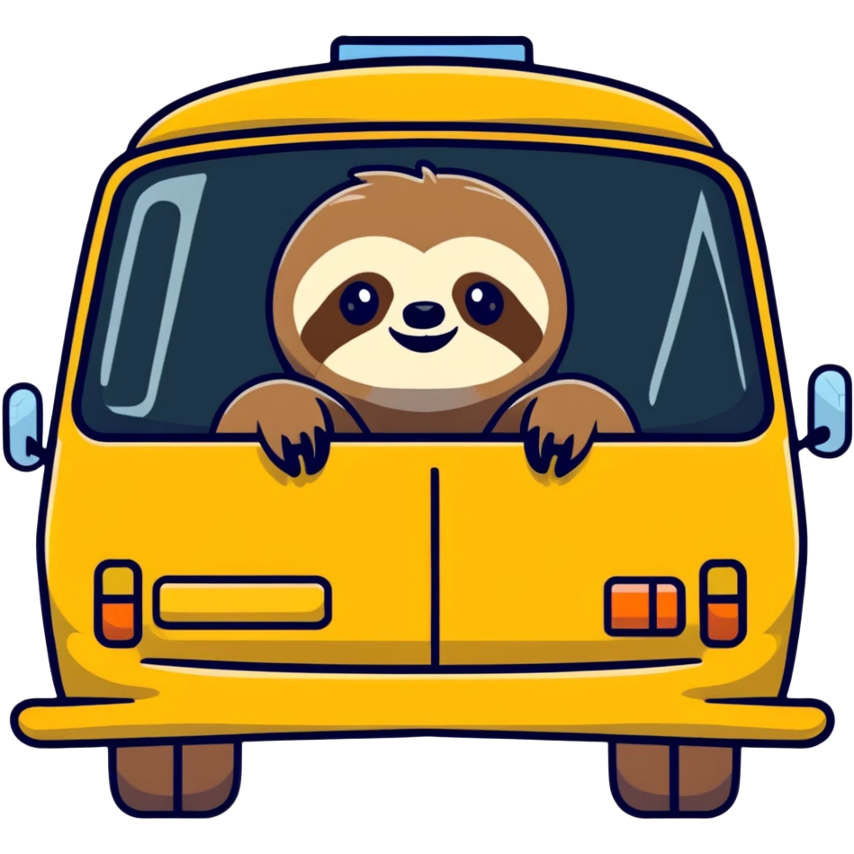 Sloth driving a combo van emoji