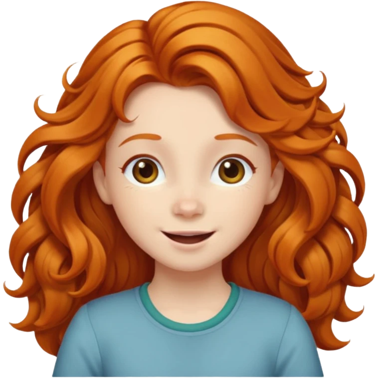 Ginger girl joyous bouncy hair emoji