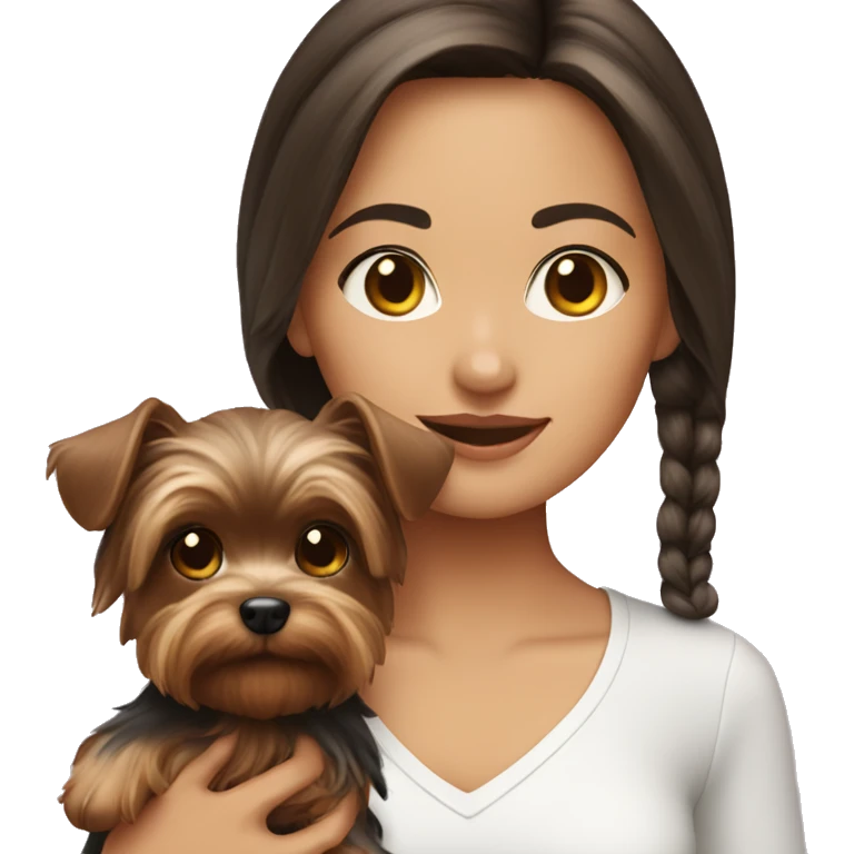 Brunette girl with yorkie puppy emoji