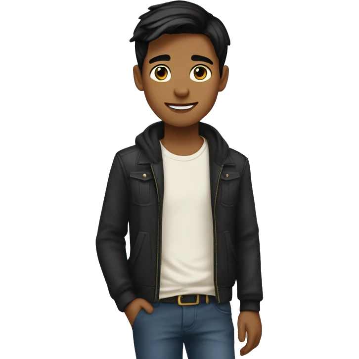 a handsome teenager boy  entering into 20's black hair, fair skin  emoji