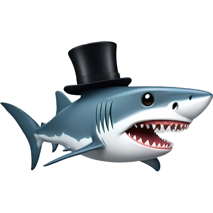 Shark with a top hat emoji