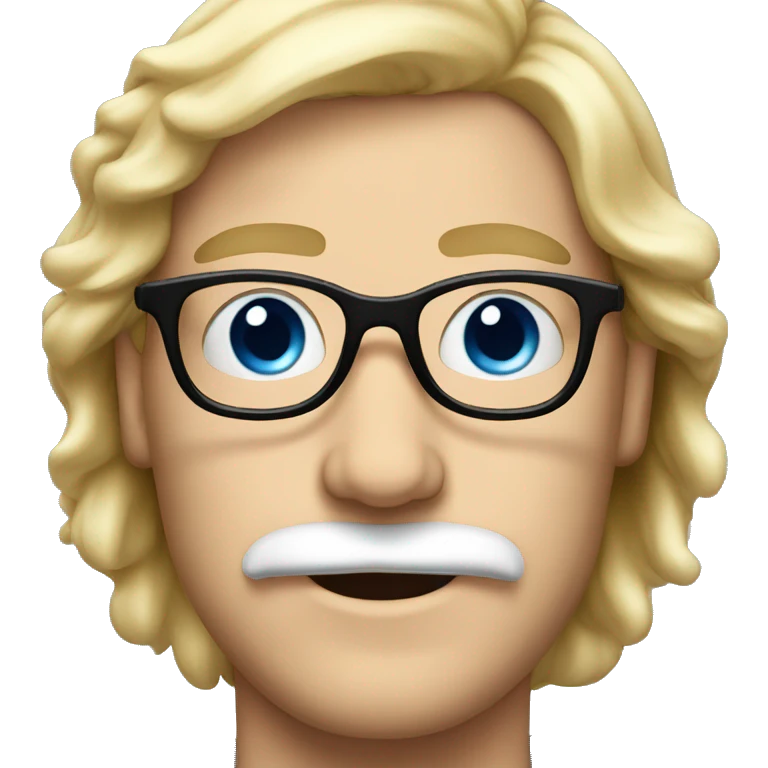 Blond moustache, eyeglasses and blue eyes emoji