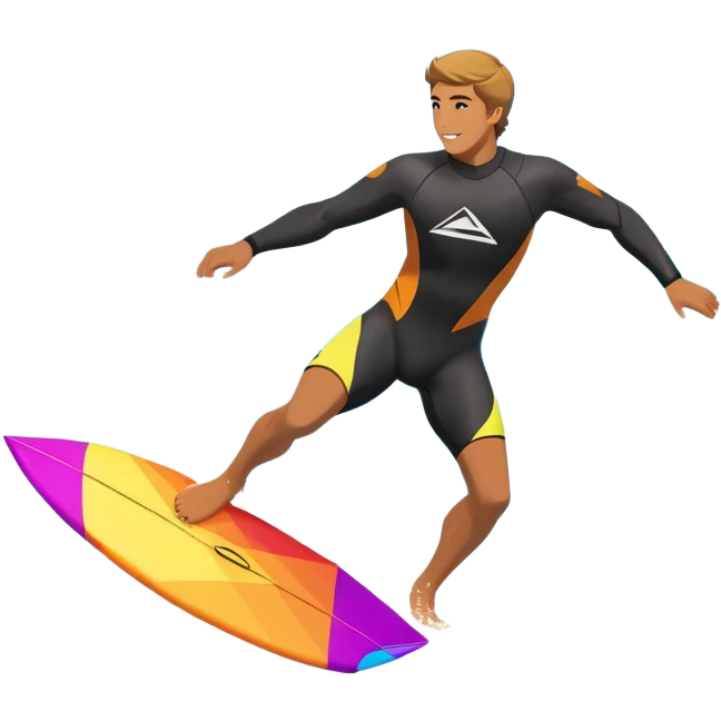 A kite surfer gliding across the ocean, with a colorful kite soaring high in the sky and the surfer carving through the waves. The scene captures the energy and freedom of the sport, with the sun shining and the ocean's waves splashing around. emoji