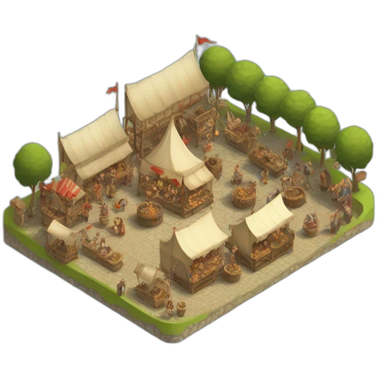 medieval fair, isometric view emoji