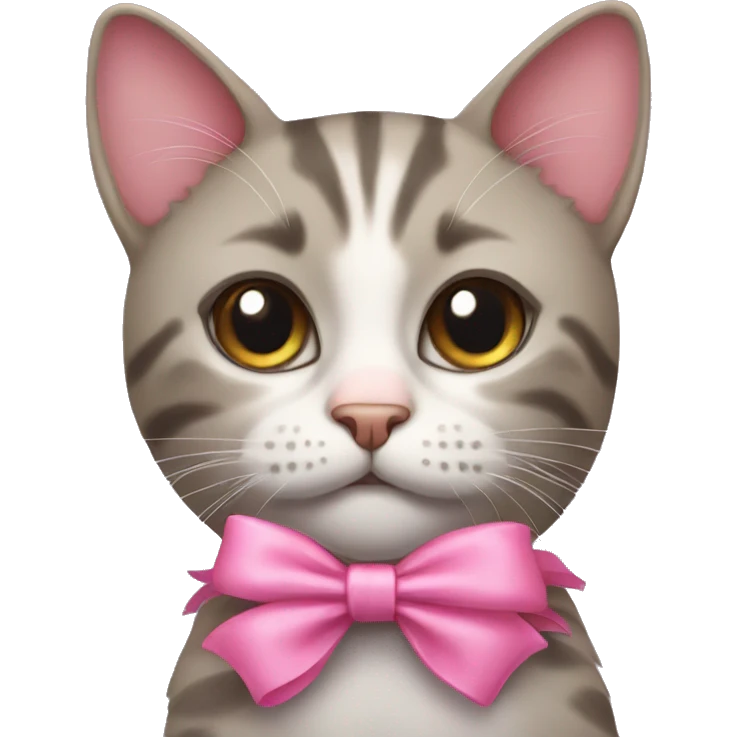 Cat with a pink bow emoji