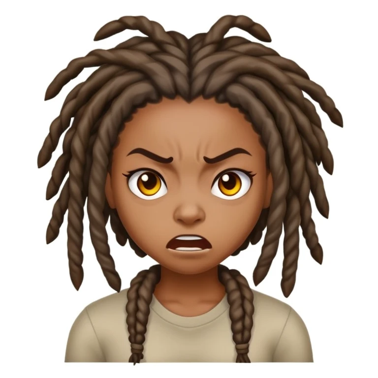 Black girl with locs mad emoji