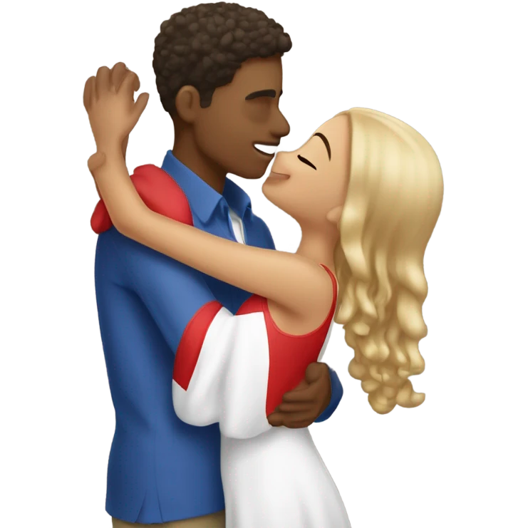 Light skin girl kissing Puerto Rican man under a mistletoe￼ emoji
