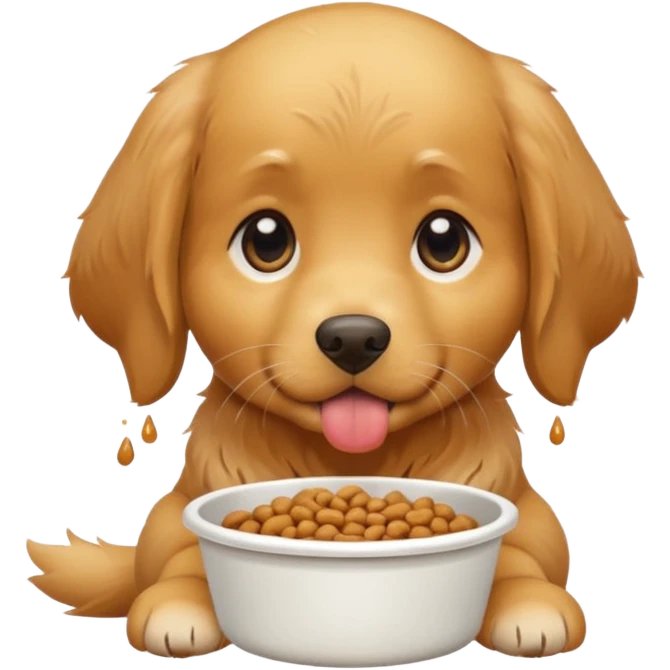 golden retriever eating dog food emoji