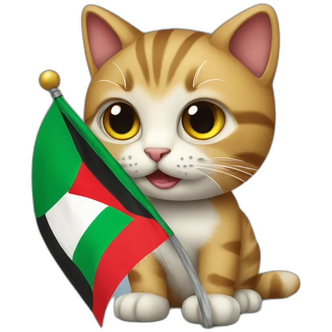 Cat holding Palestine flag emoji