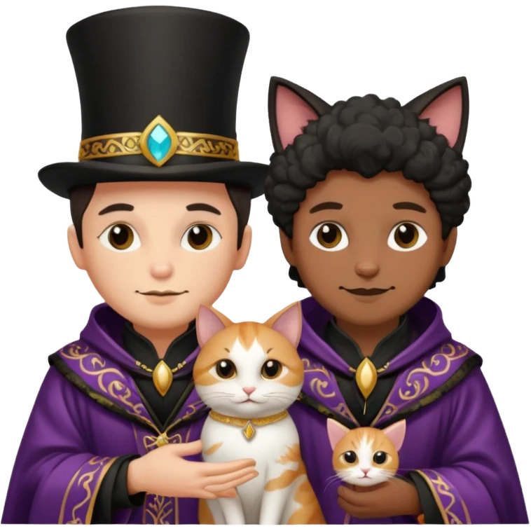 magician couple and their pet cat emoji