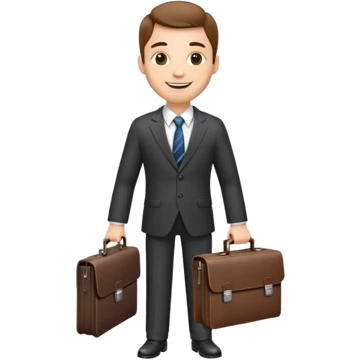 classic salesman with a suit and tie, smiling, holding a briefcase emoji