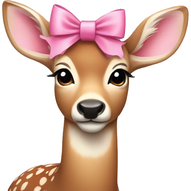 pretty deer with pink bow to the side of its head  emoji