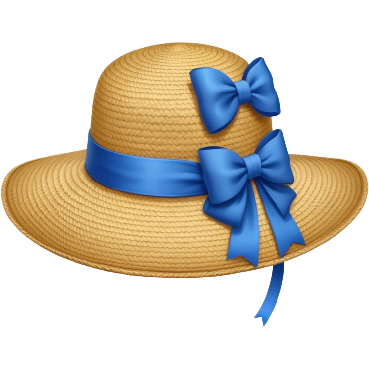 lady's hat with a blue bow emoji