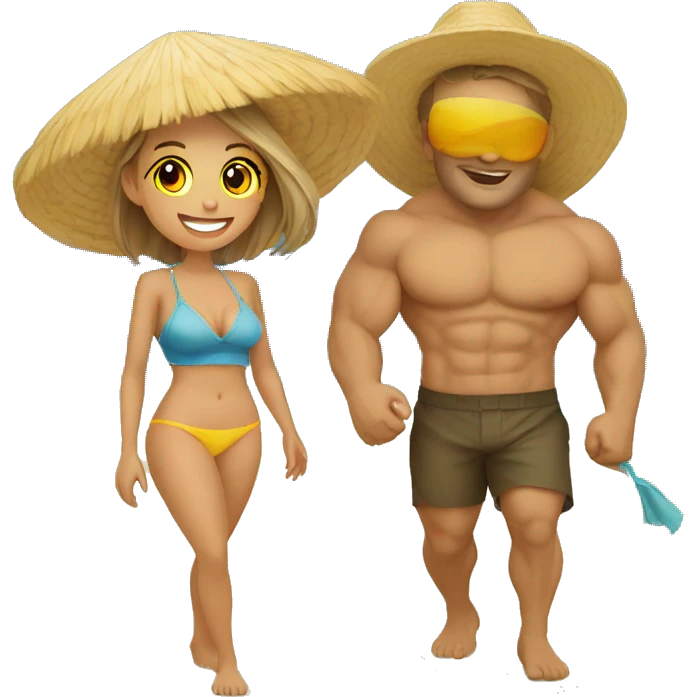 Pareja en playa emoji