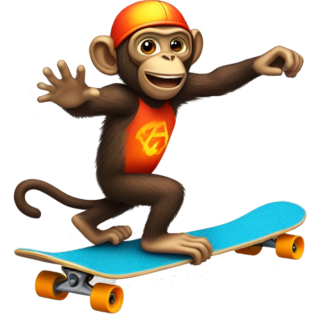 monkey riding a skateboard on lava  emoji