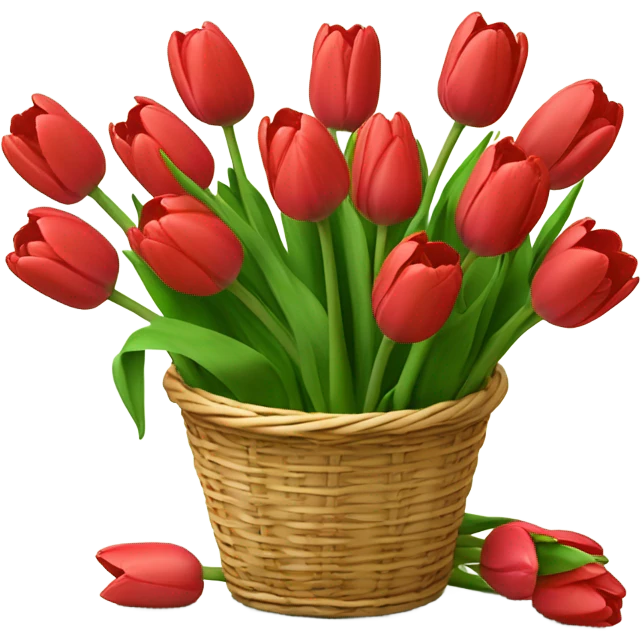 Red tulips bouquet in basket the same as the white ones you gave me without the bow emoji