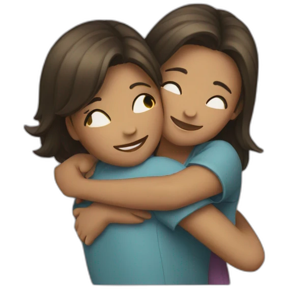 Two girls hug emoji