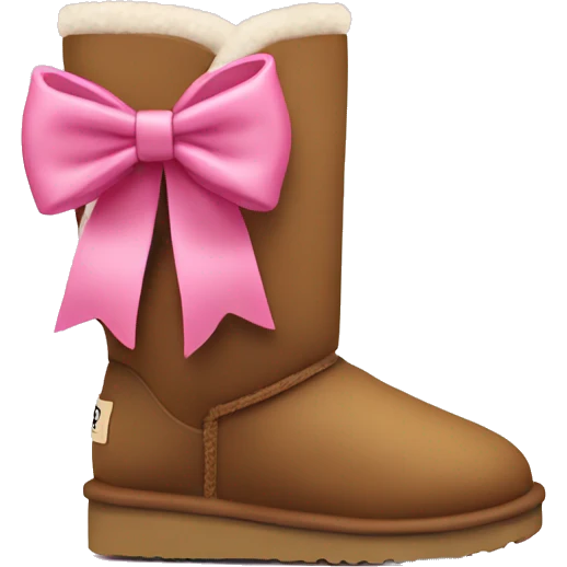 A pretty Ugg boot with a pink bow on the back emoji