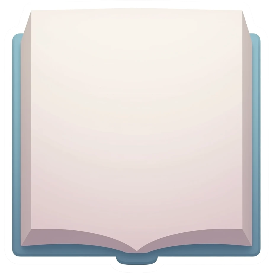 Книга - 2d Стикер-дизайн, мультяшная иллюстрация, пастельные цвета, округлые формы, без глаз и ртов, толстый мягкий контур emoji