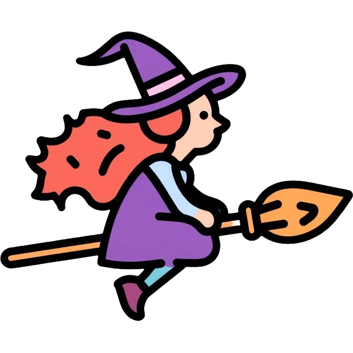 witch on a broom flying emoji