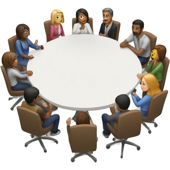 sitting around a large empty table emoji