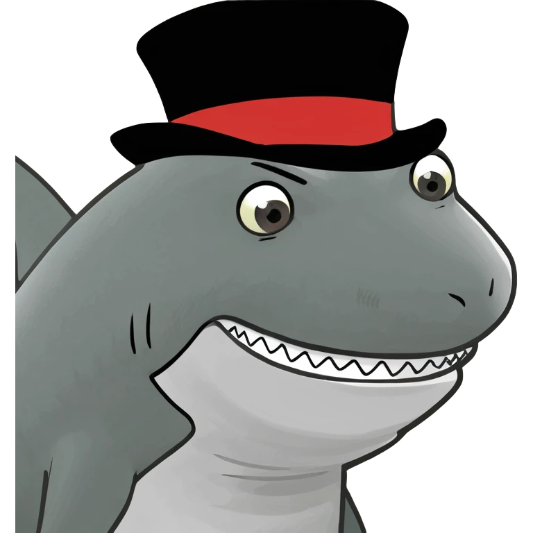 Shark with a top hat emoji