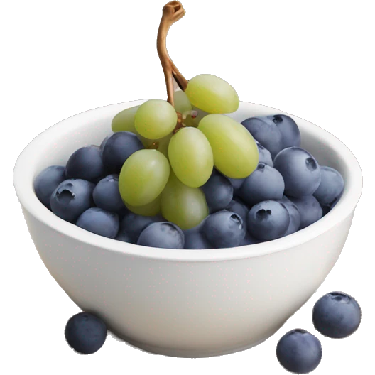 yoghurt bowl with grapes and blueberries emoji