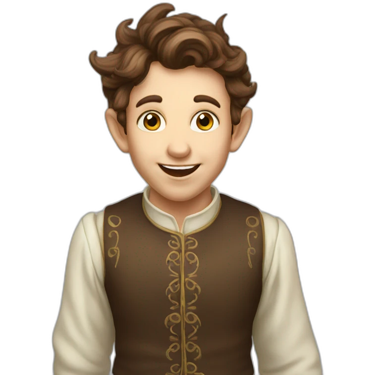 Brown haired victorian elf, excited emoji