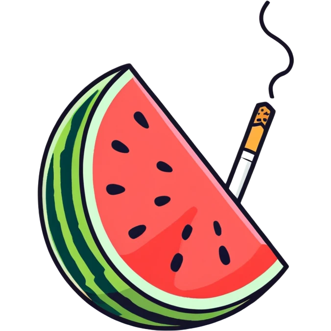 Watermelon with cigarette emoji