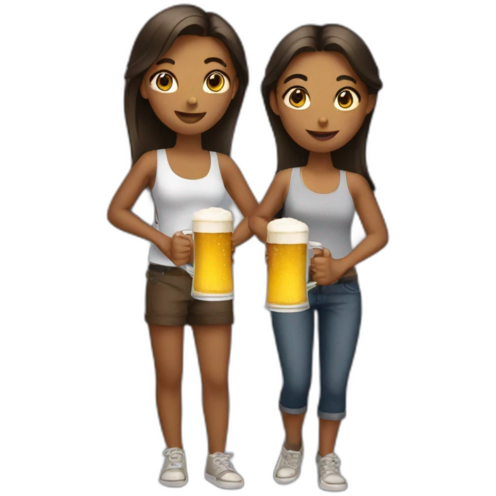 two girls drink beer emoji