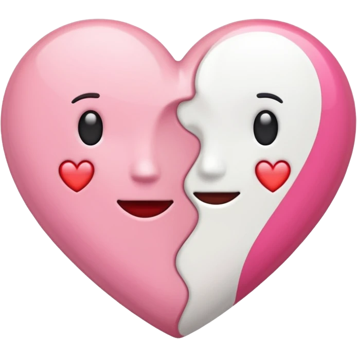 Coração metade rosa e metade branco emoji emoji