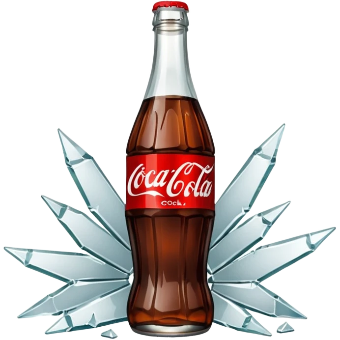 shattered bottle of coca cola split in the middle glass shards emoji